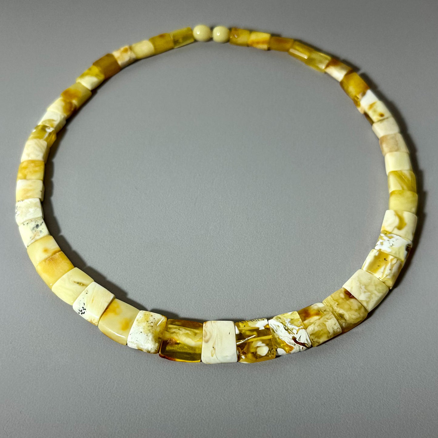 Regal white amber necklace
