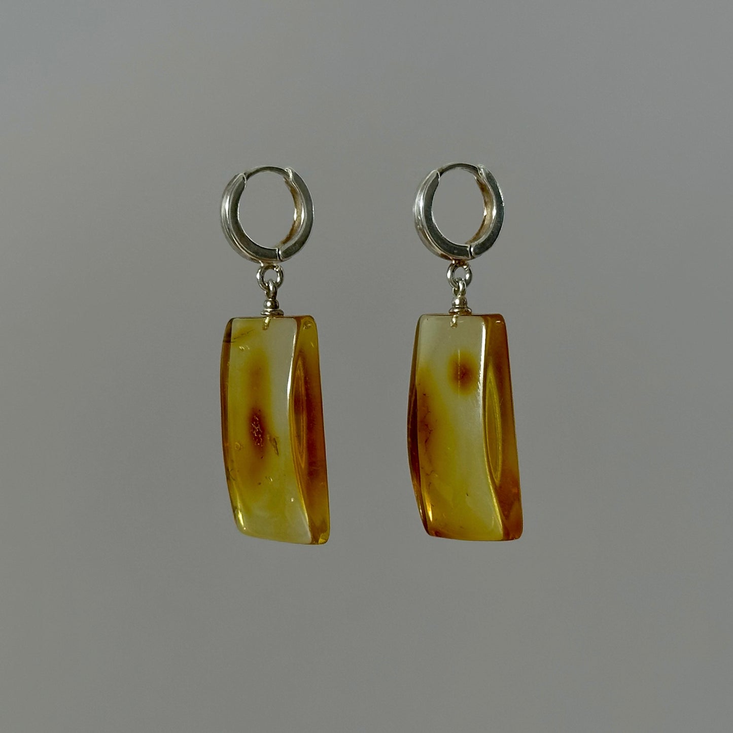 Pastel glow amber earrings