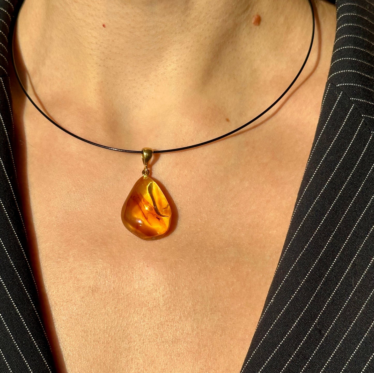 Sunlit clear amber pendant
