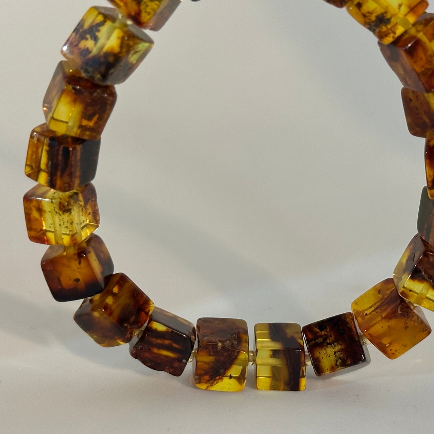 Green amber square bead bracelet
