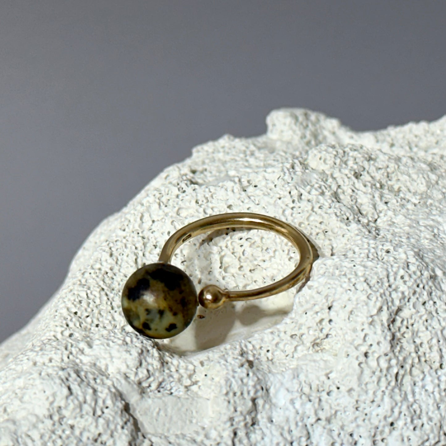 Modern adjustable amber ring