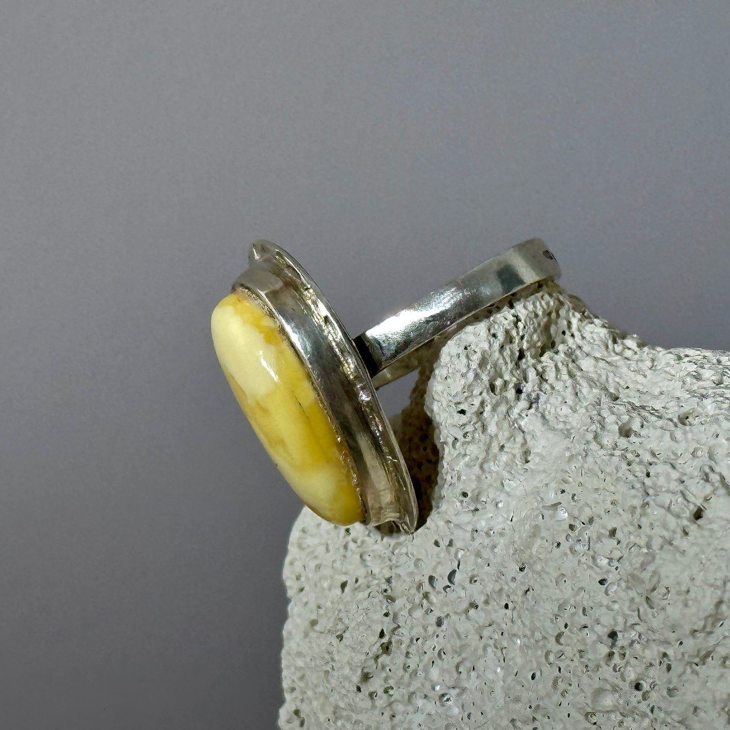 Royal white amber ring