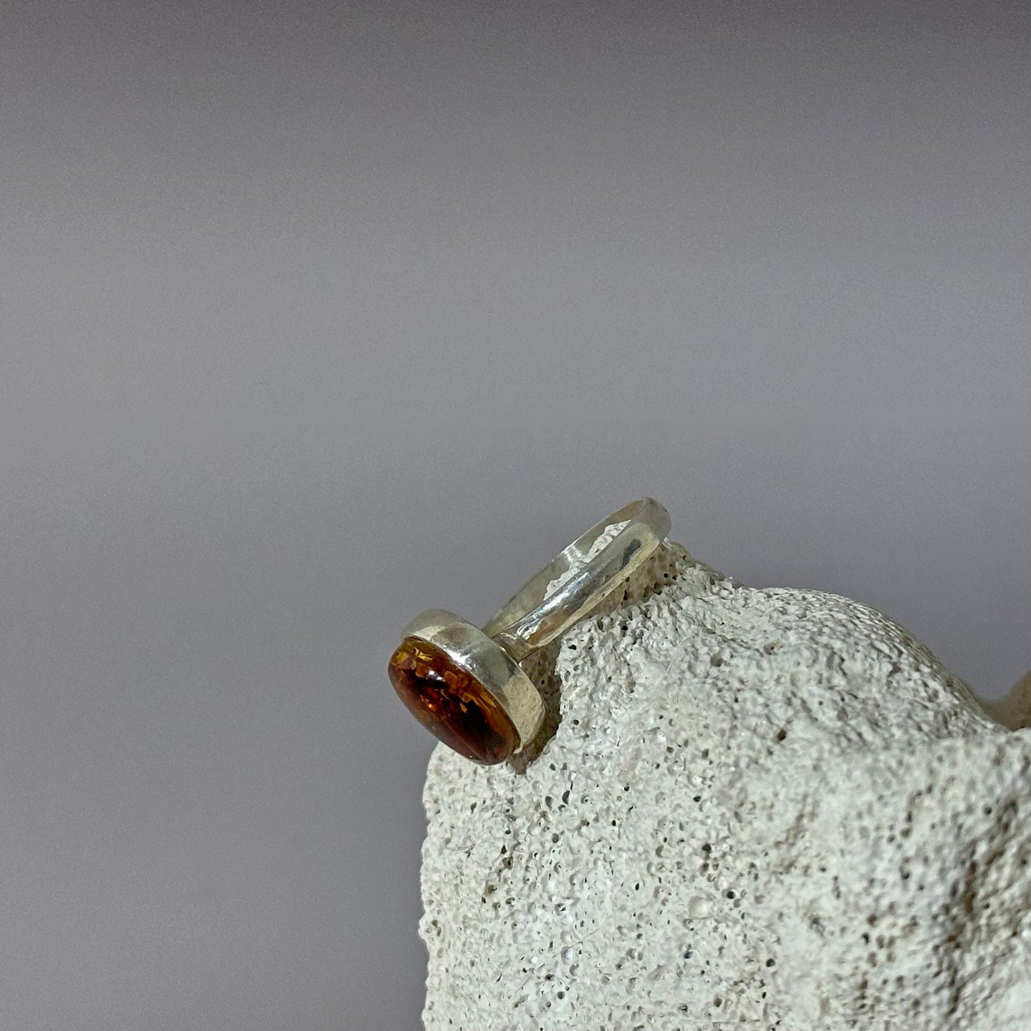 Fractured elegance amber ring