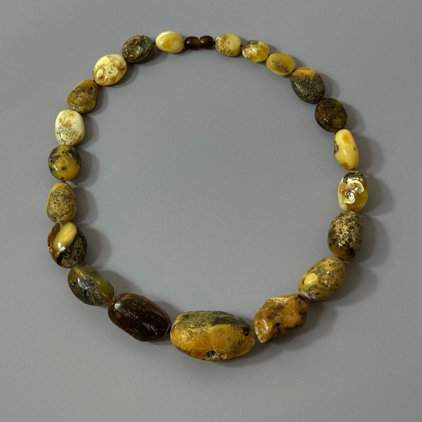 Earthy green amber necklace
