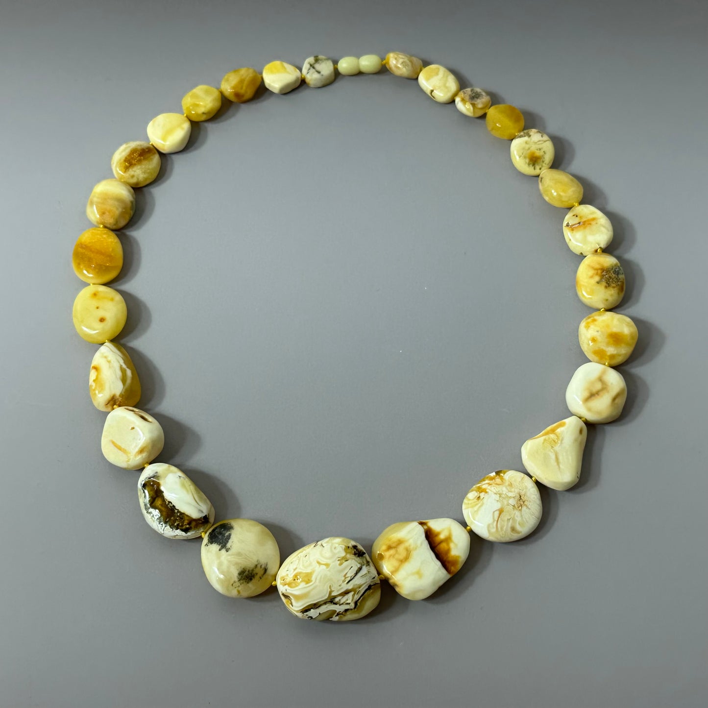 Mysterious shell-like amber necklace
