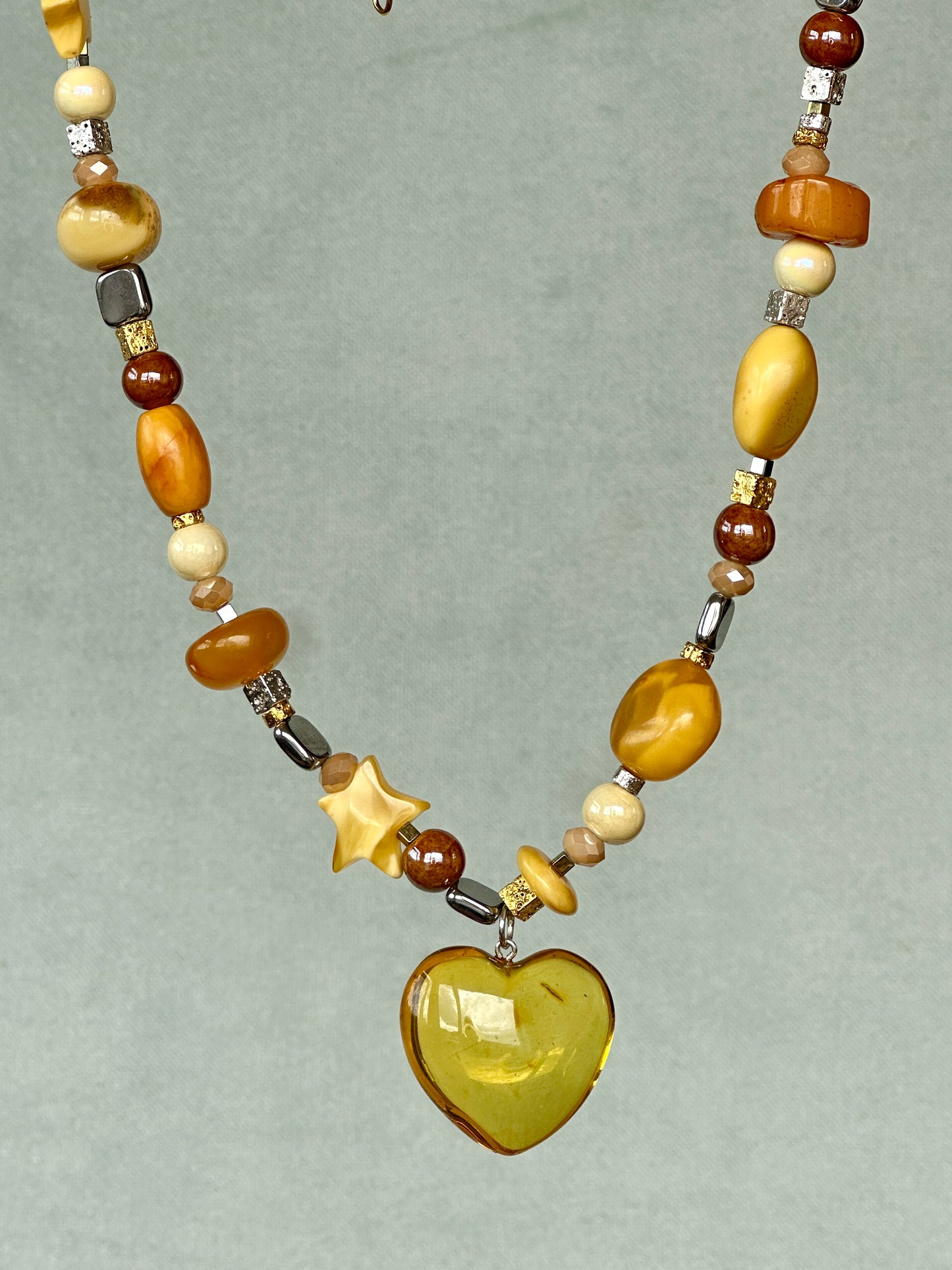 Honey heart necklace