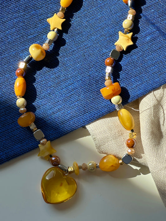 Honey heart necklace