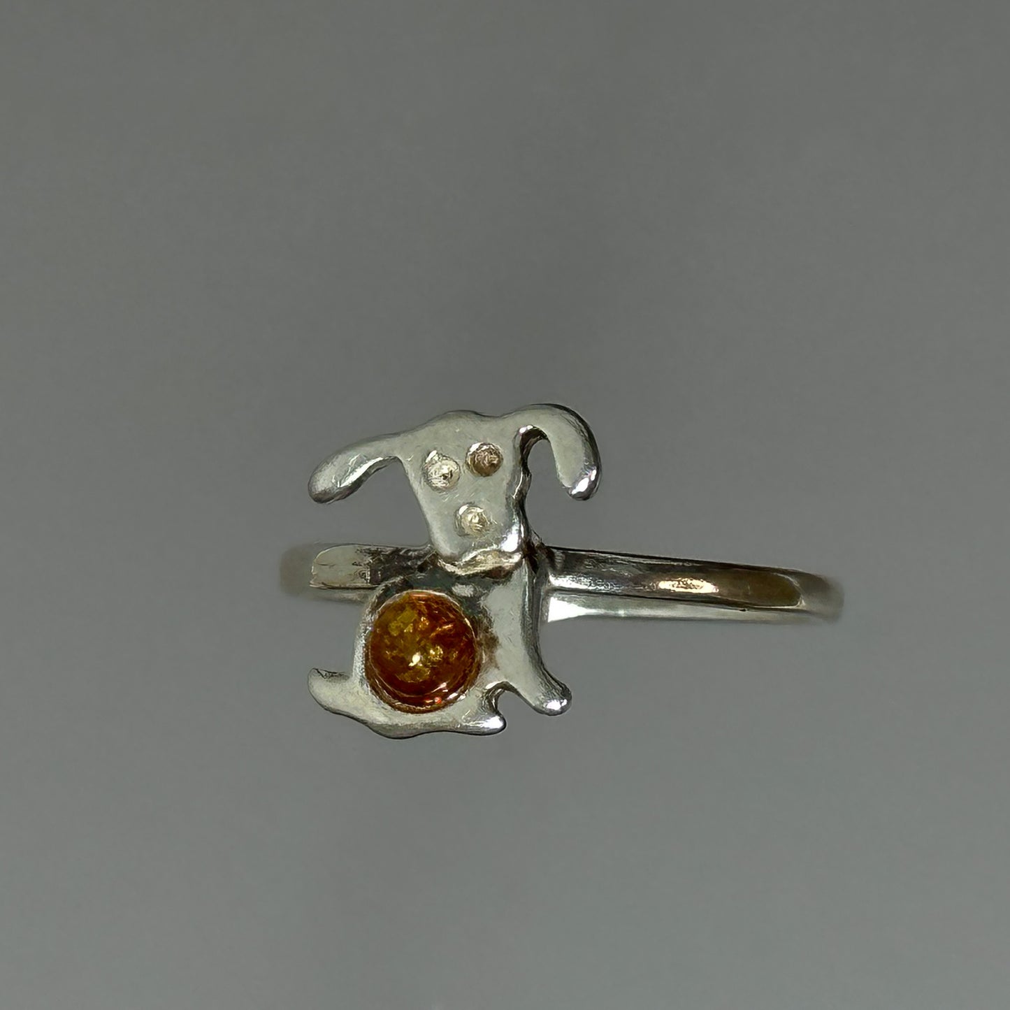 Cute dog amber ring