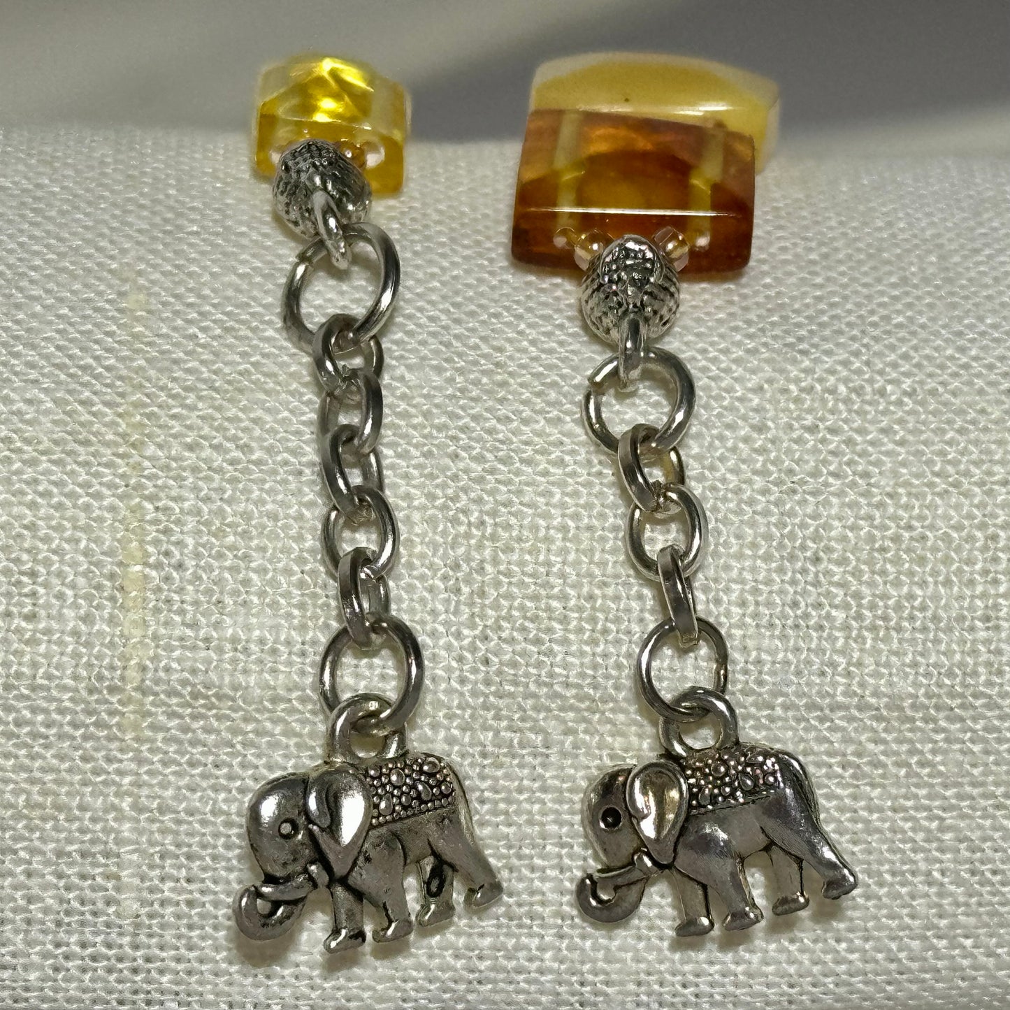 Yellow amber elephant tennis bracelet