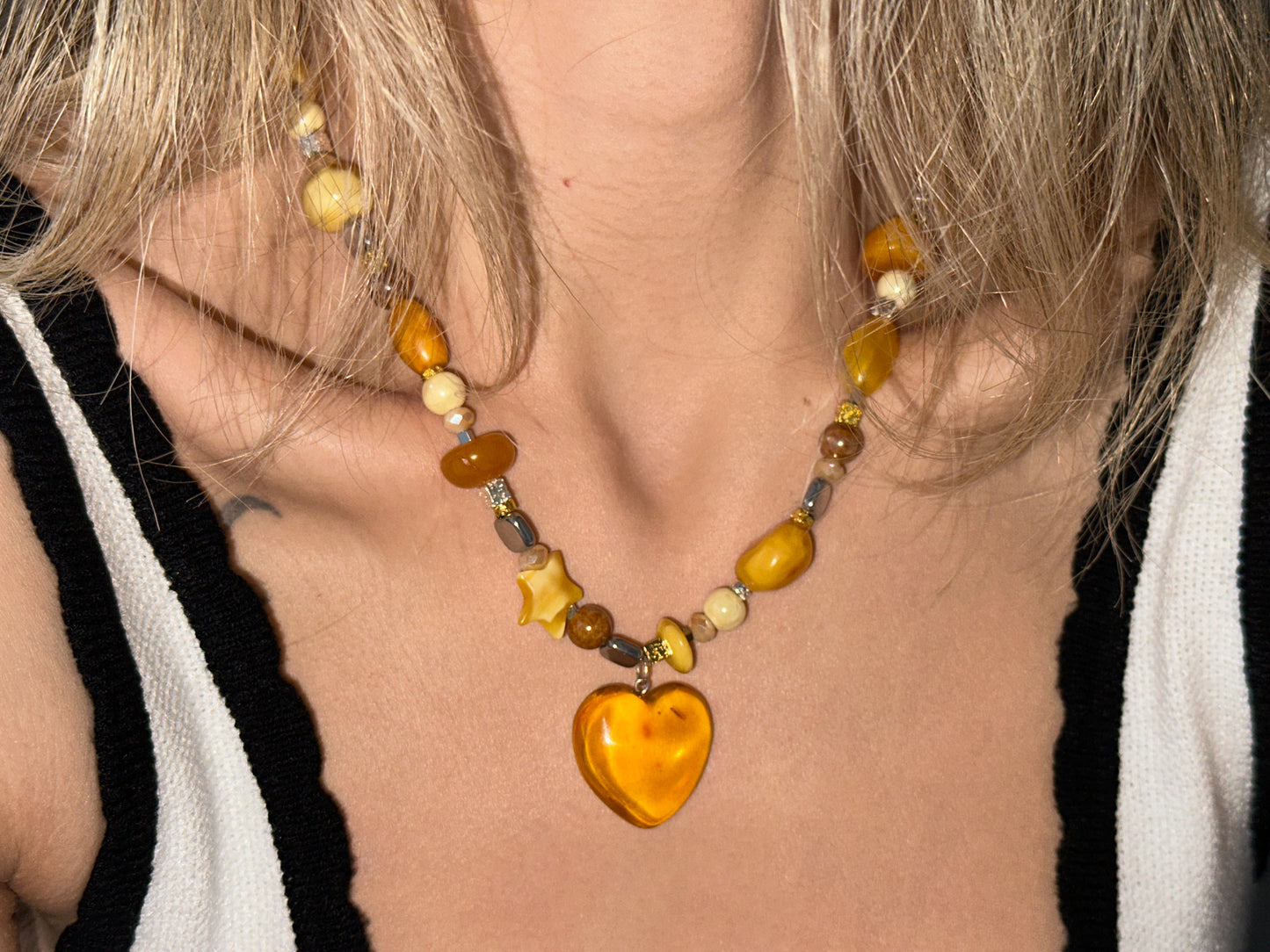 Honey heart necklace