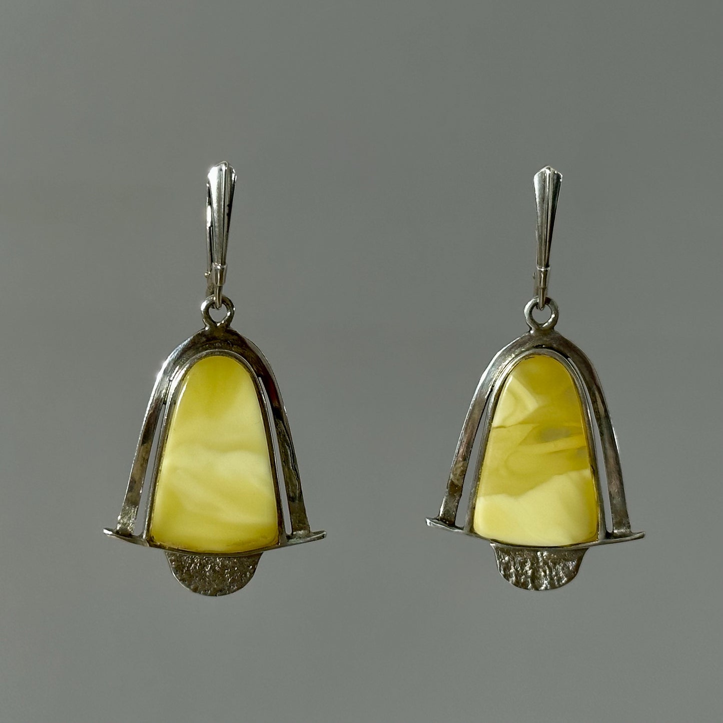 Serene tempest yellow and white amber earrings