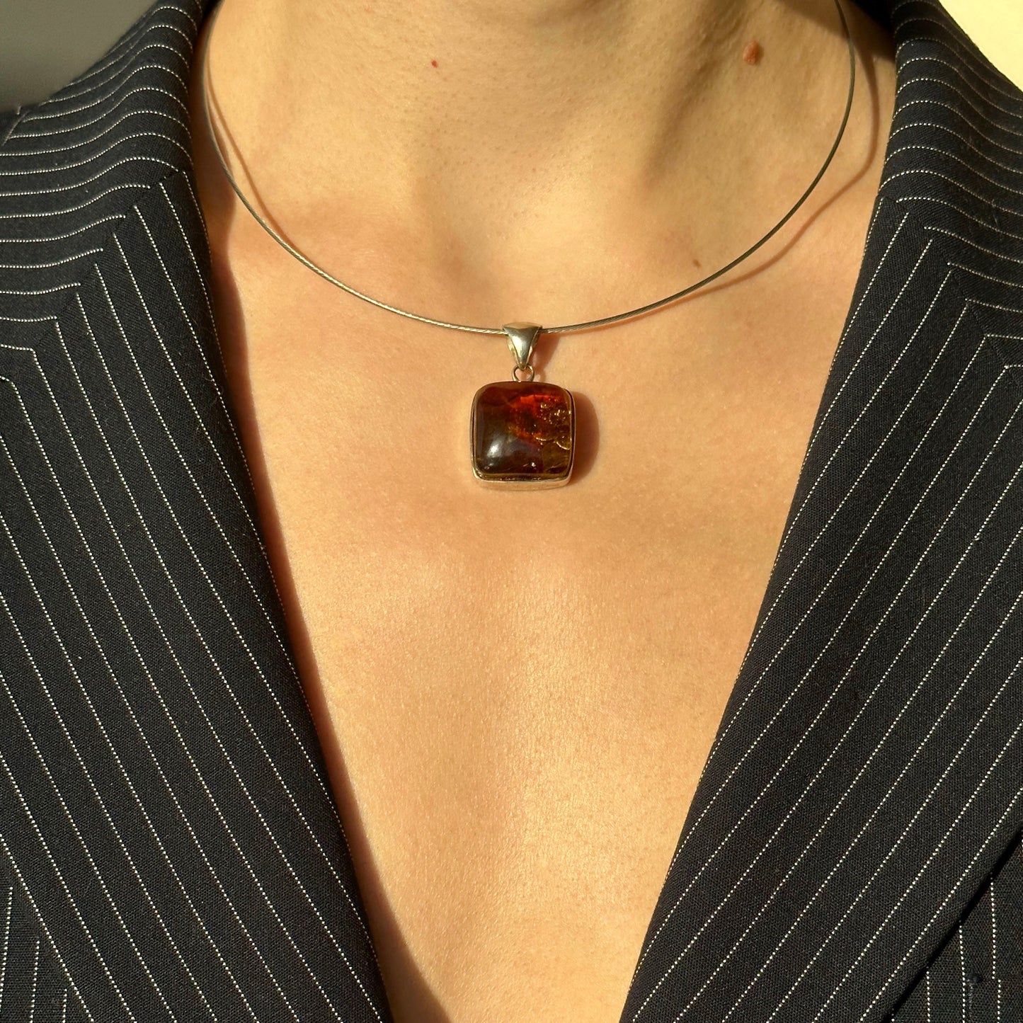 Unisex cognac amber pendant