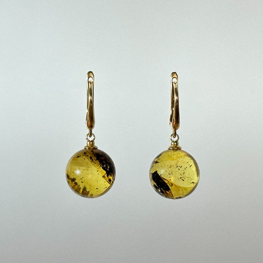 Timeless glow round amber earrings