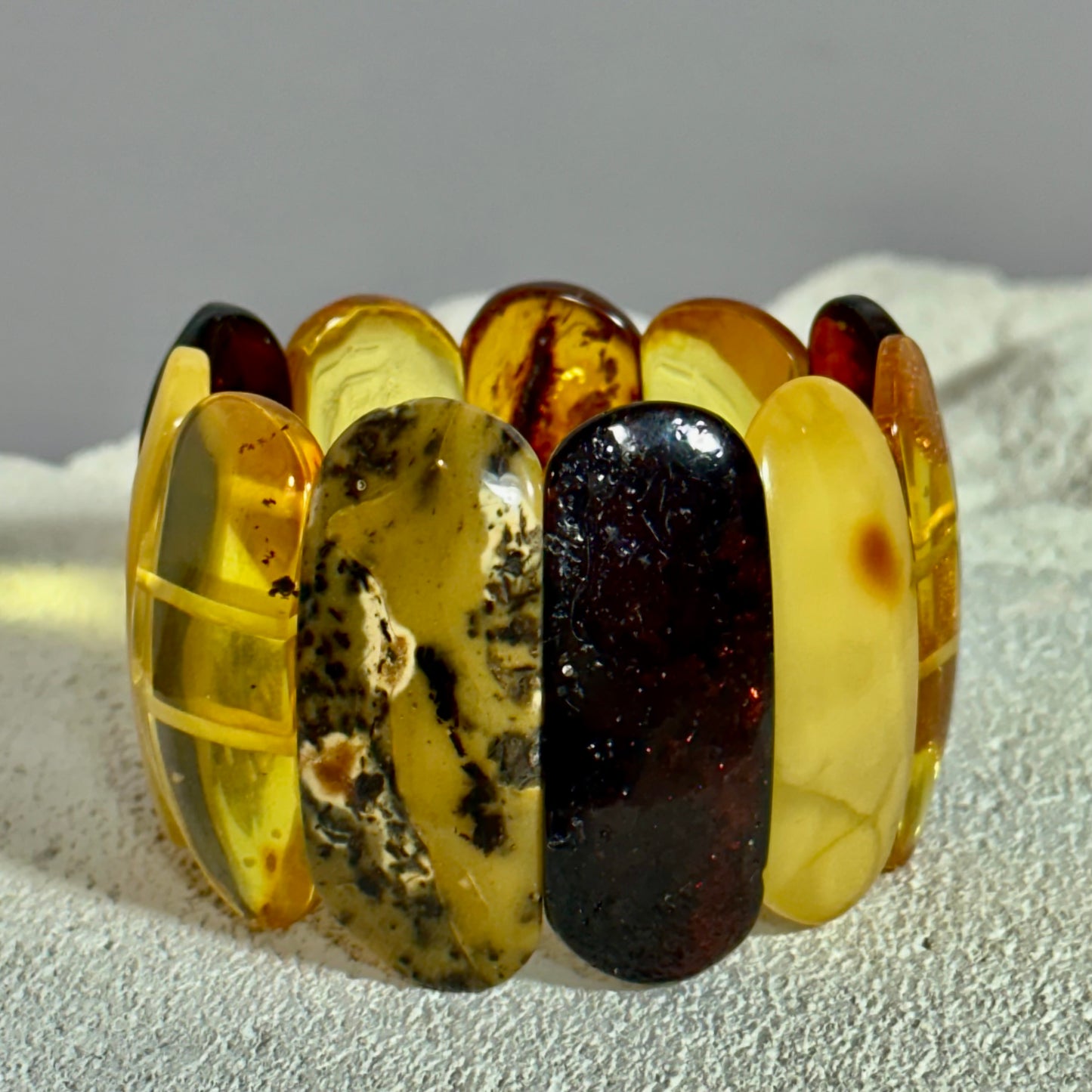 Elegant multicolor amber bracelet