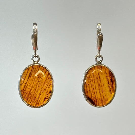 Woodland harmony oval amber earrings