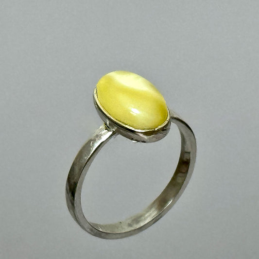 Ethereal white amber ring