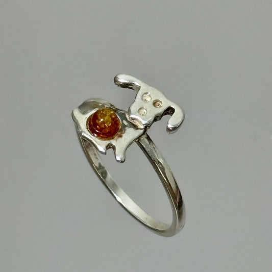 Cute dog amber ring