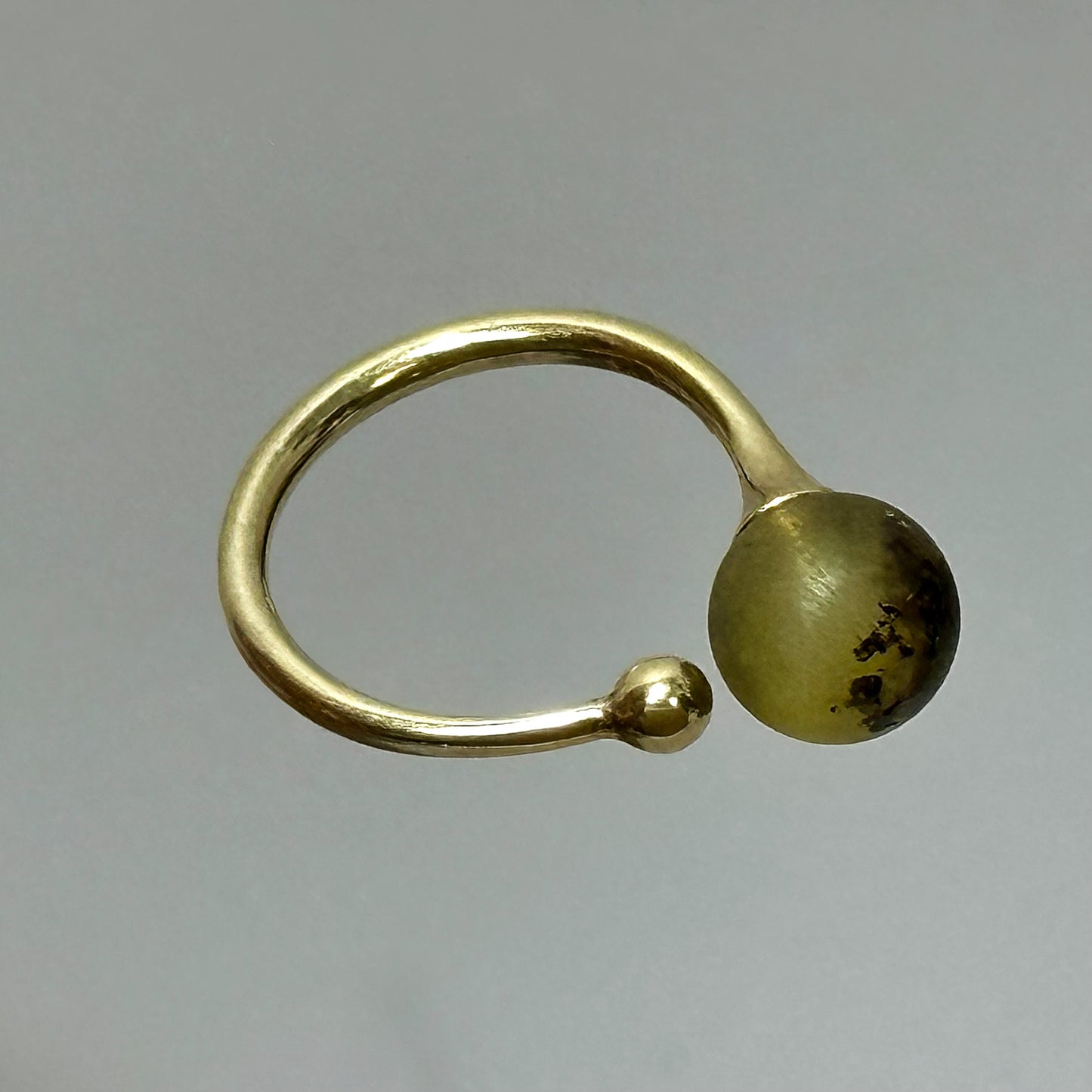Modern adjustable green amber ring