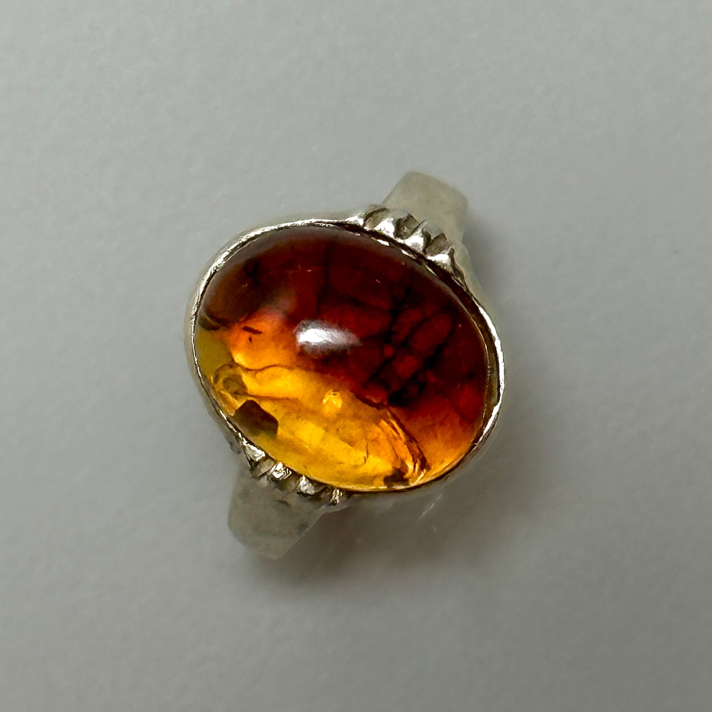 Retro amber statement ring