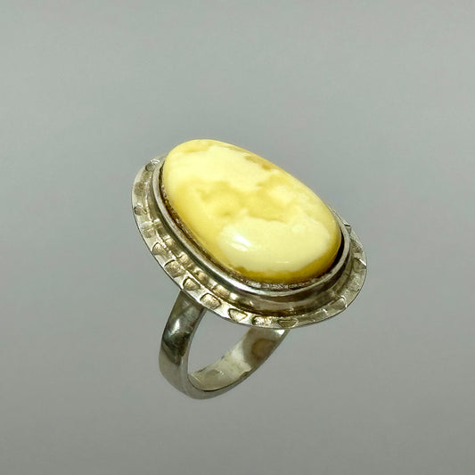 Royal white amber ring