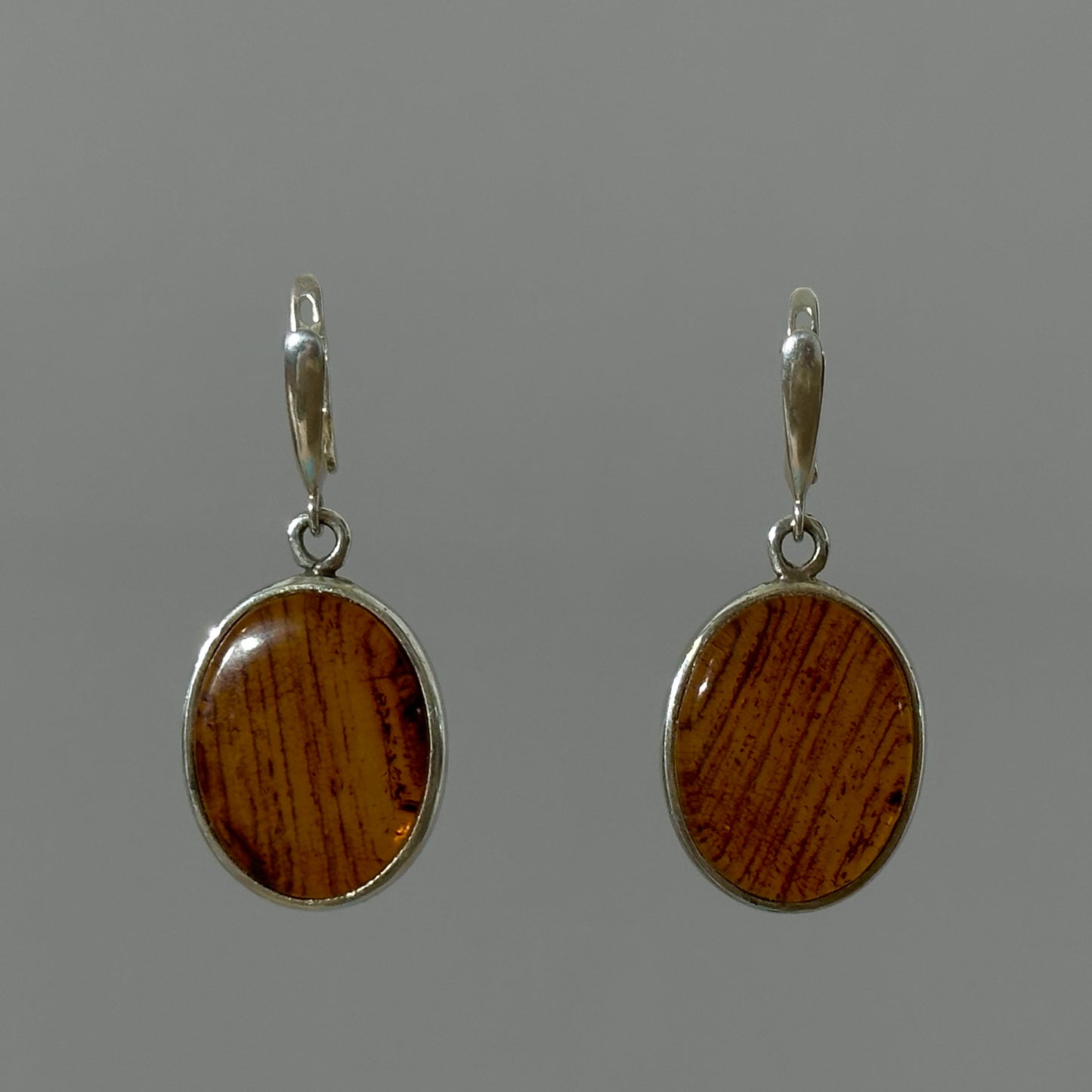 Woodland harmony oval amber earrings