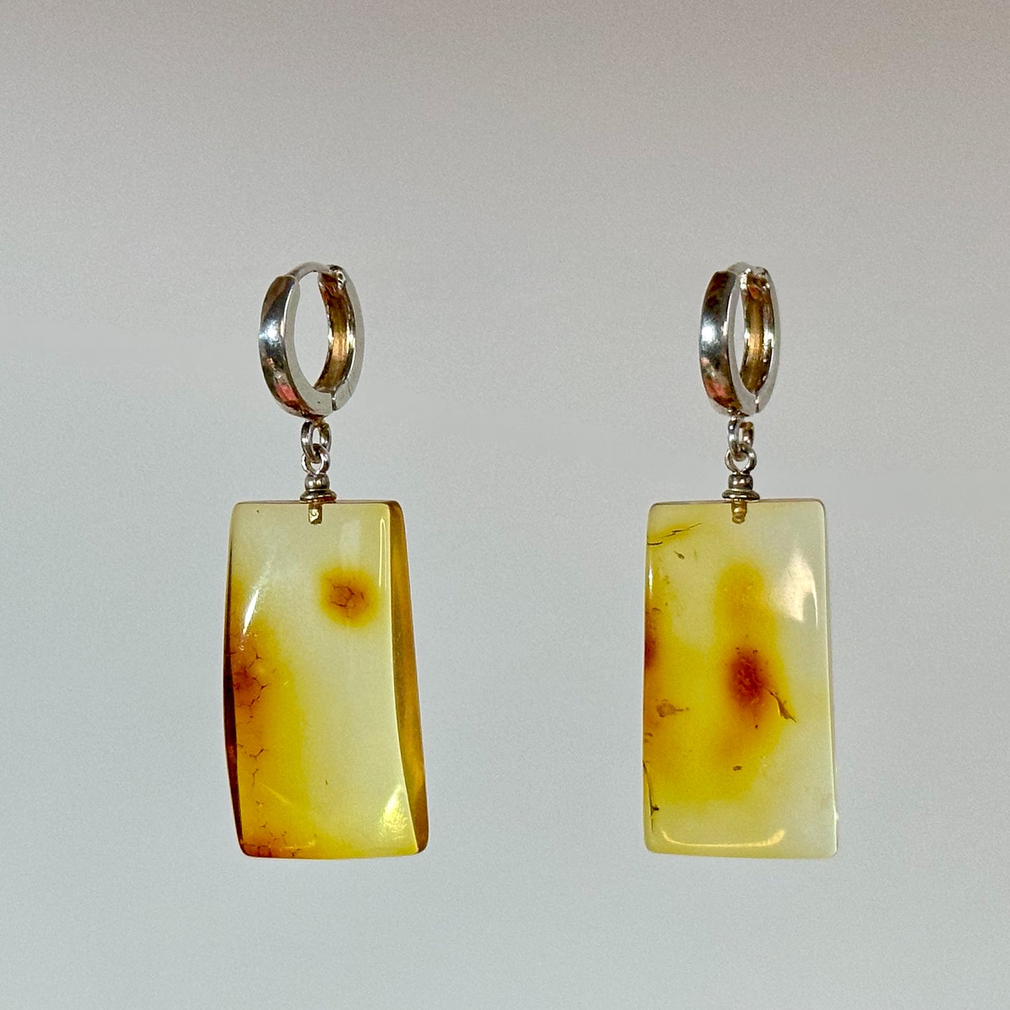 Pastel glow amber earrings