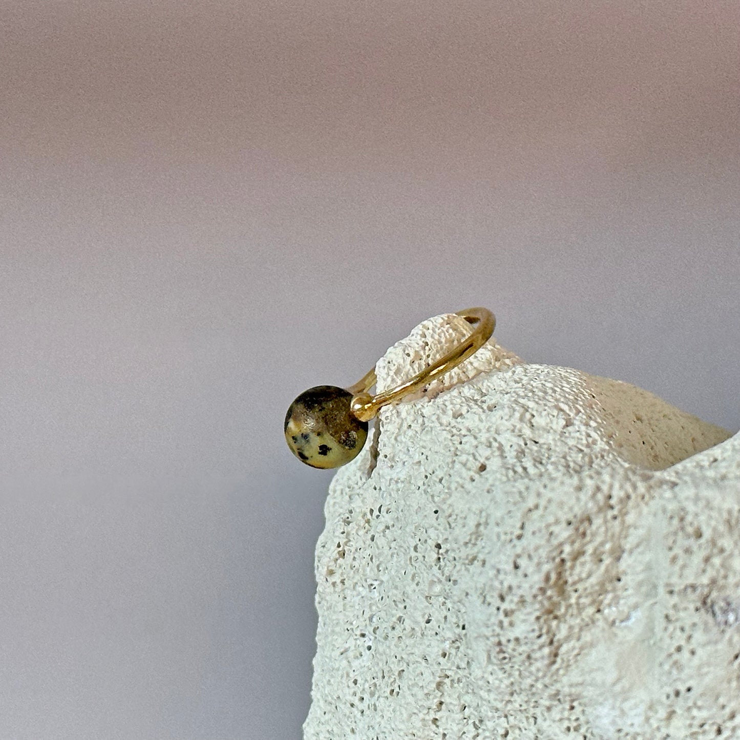 Modern adjustable amber ring