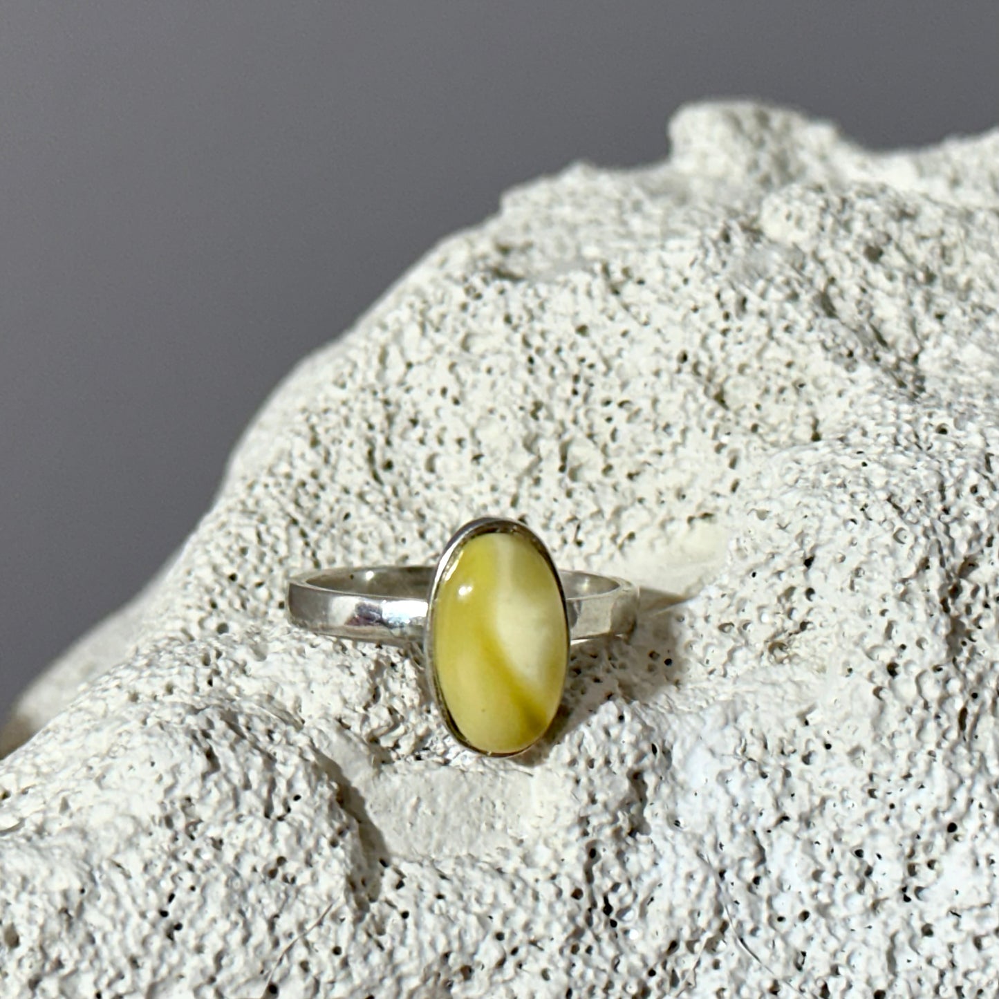 Ethereal white amber ring