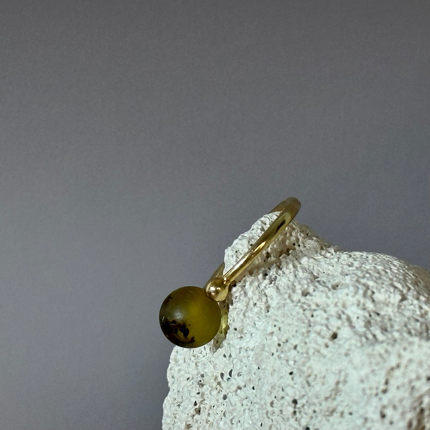 Modern adjustable green amber ring