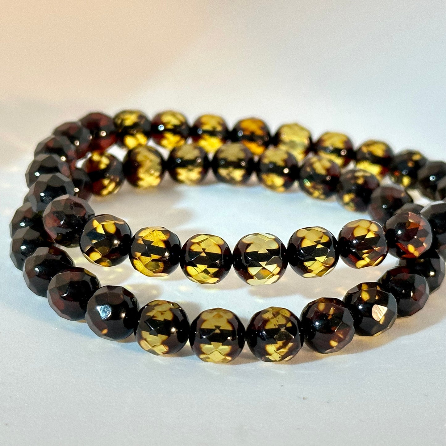 Green amber diamond cut bracelet