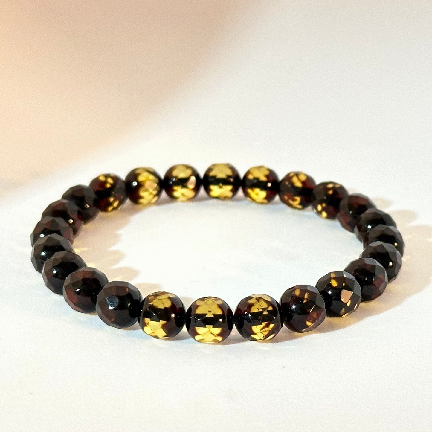 Green amber diamond cut bracelet