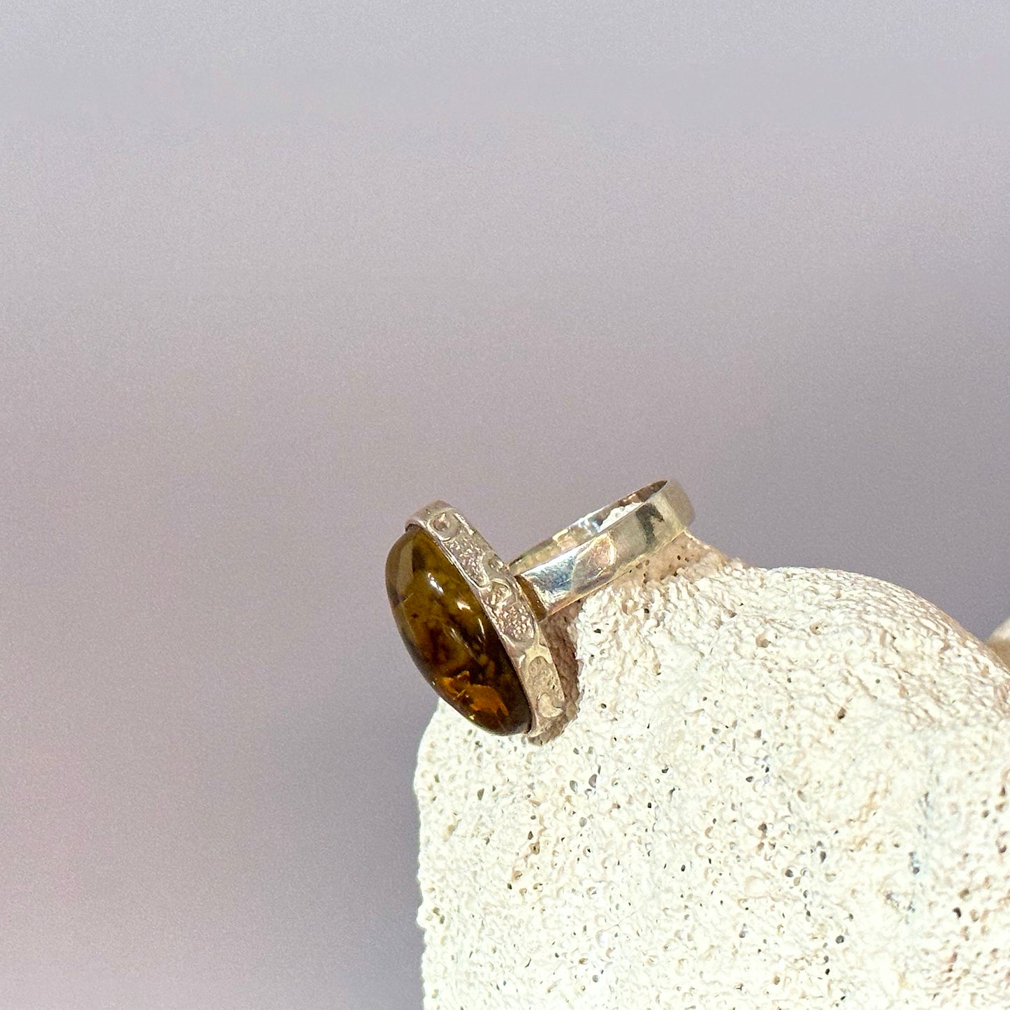 Baltic amber ring in cognac