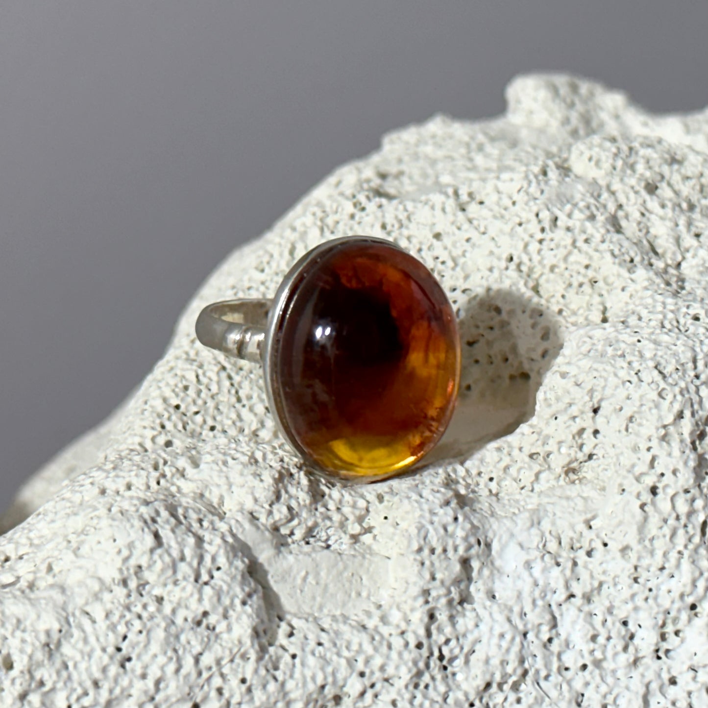 Oval amber ring