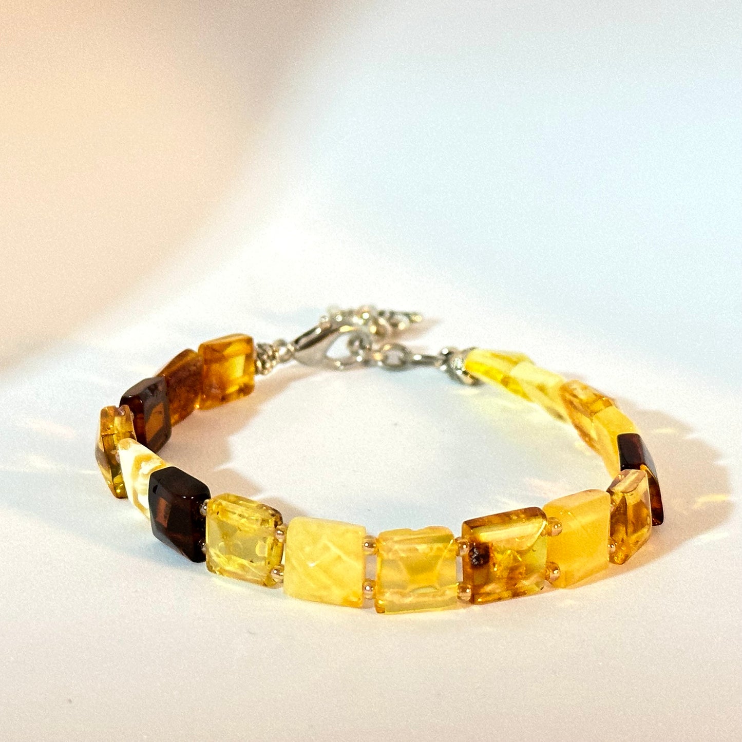 Yellow amber elephant tennis bracelet