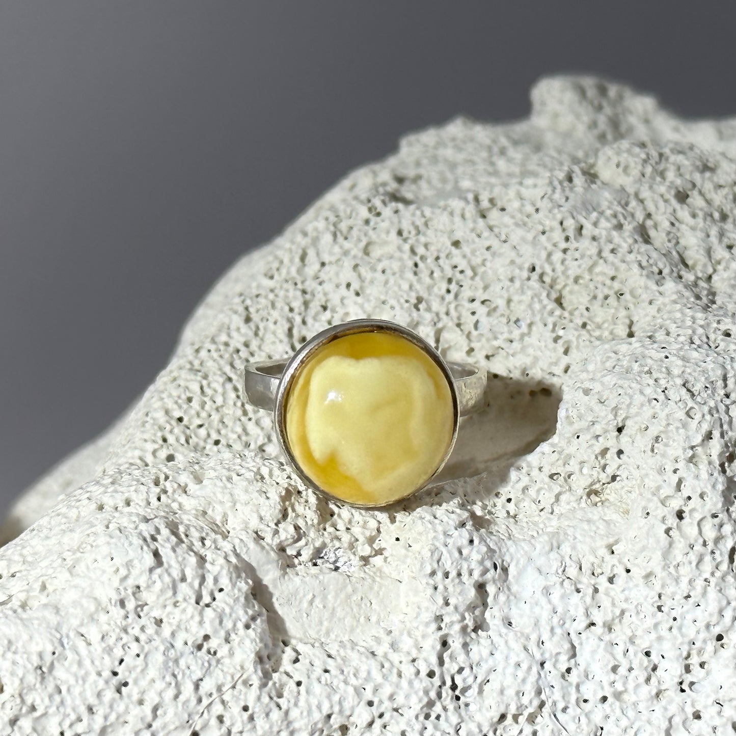 White amber vintage ring