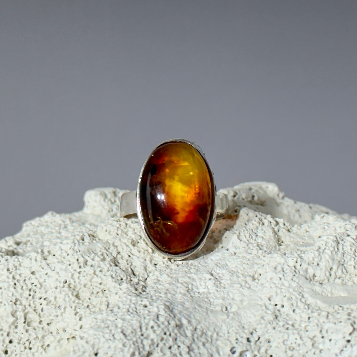 Baltic amber ring in cognac