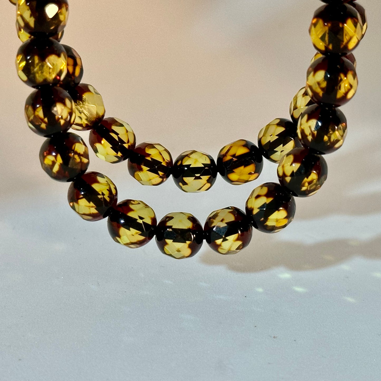 Green amber diamond cut bracelet