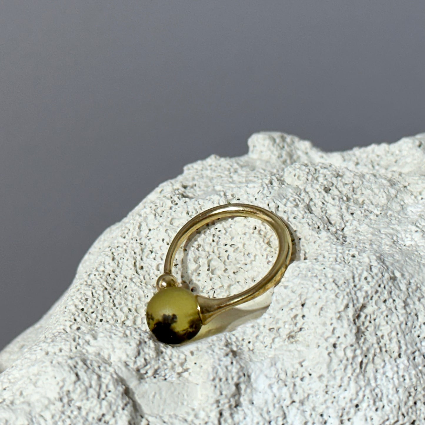 Modern adjustable green amber ring