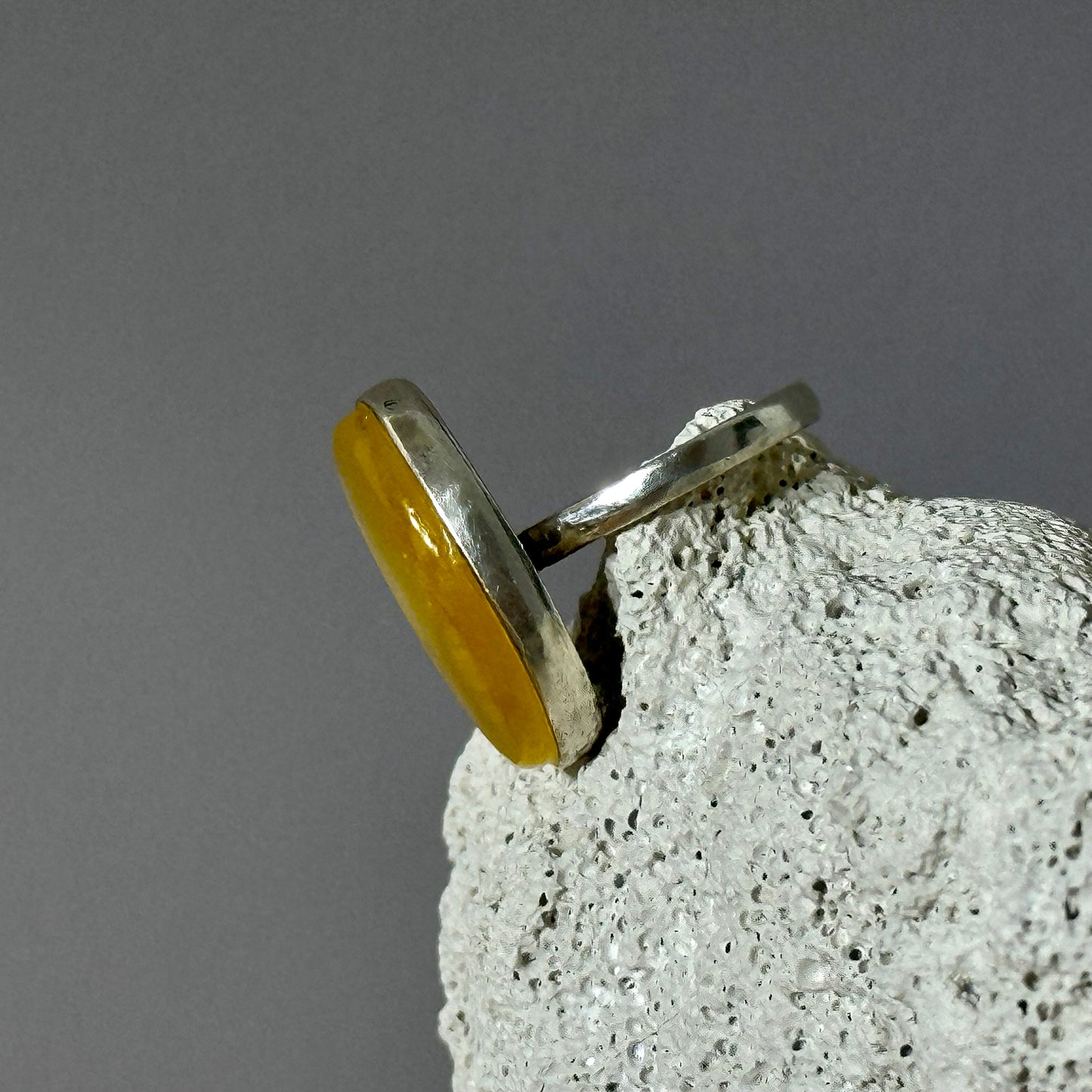 Classic oval white amber ring