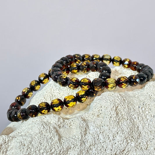 Green amber diamond cut bracelet