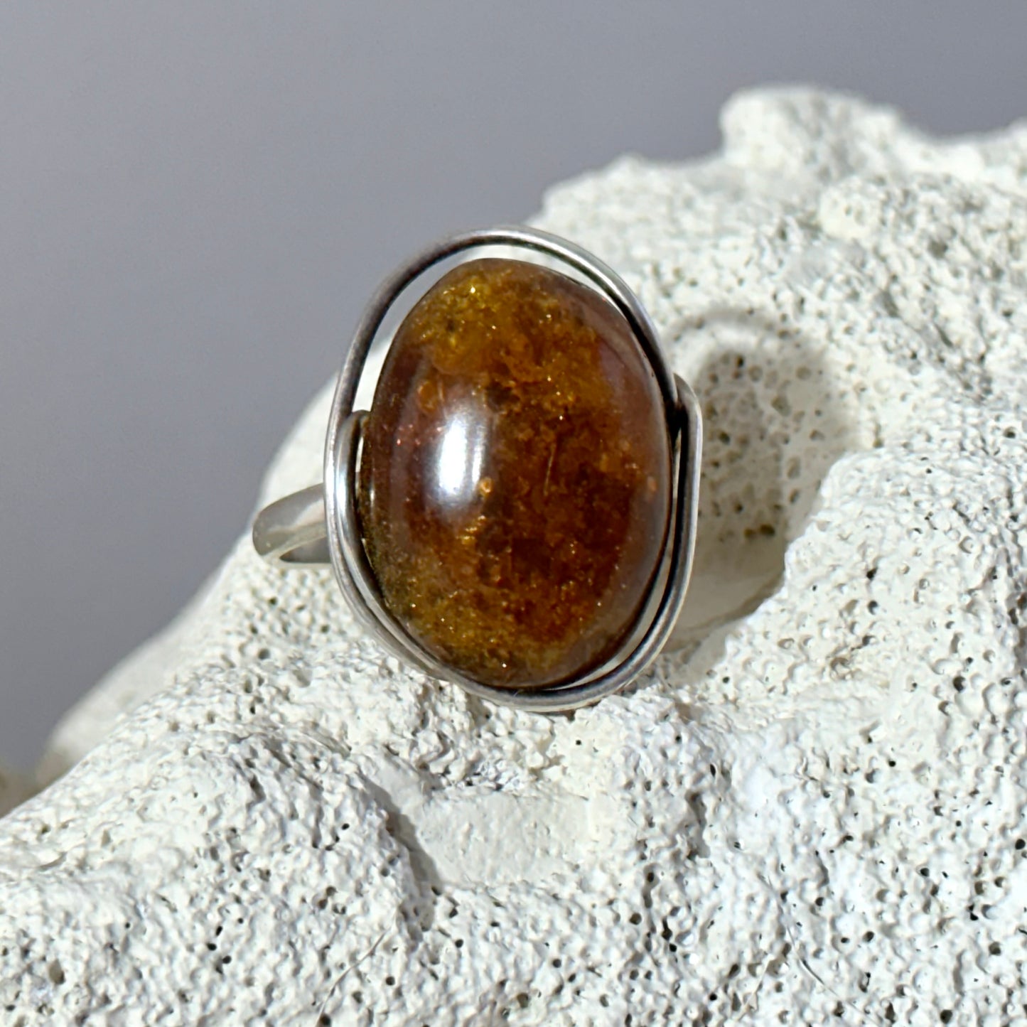 Braided amber ring