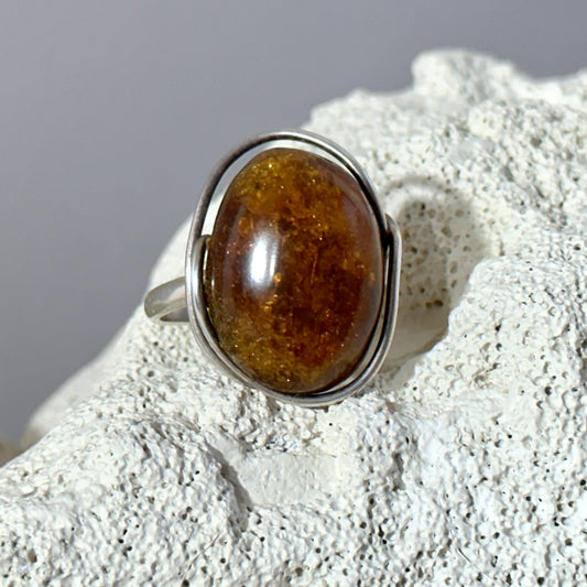 Braided amber ring