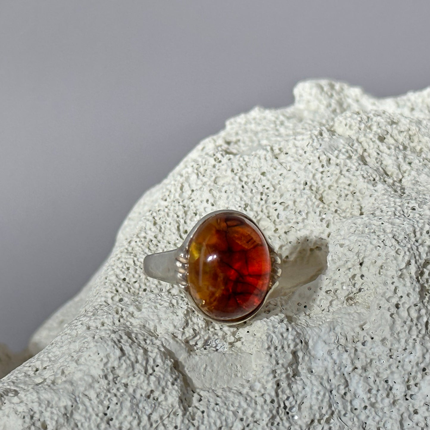 Retro amber statement ring