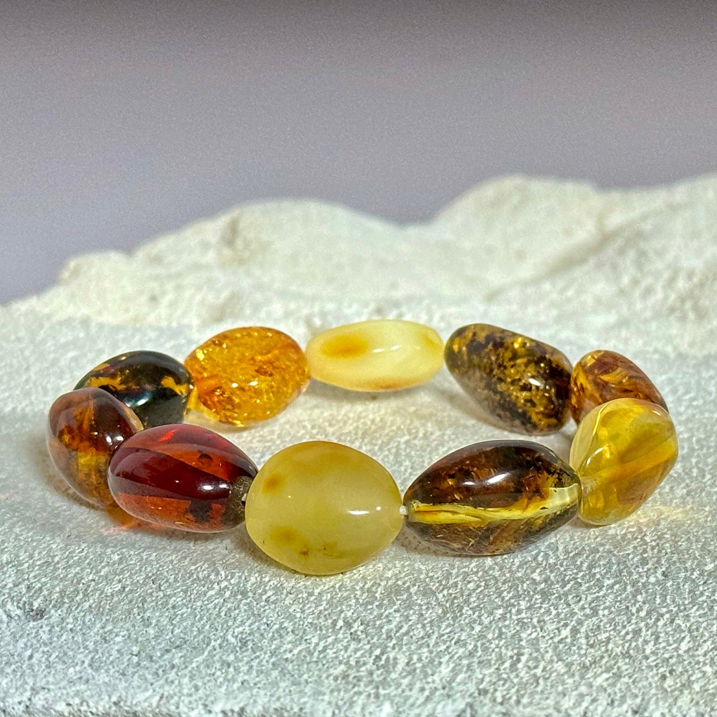 Elegant multicolor amber bracelet