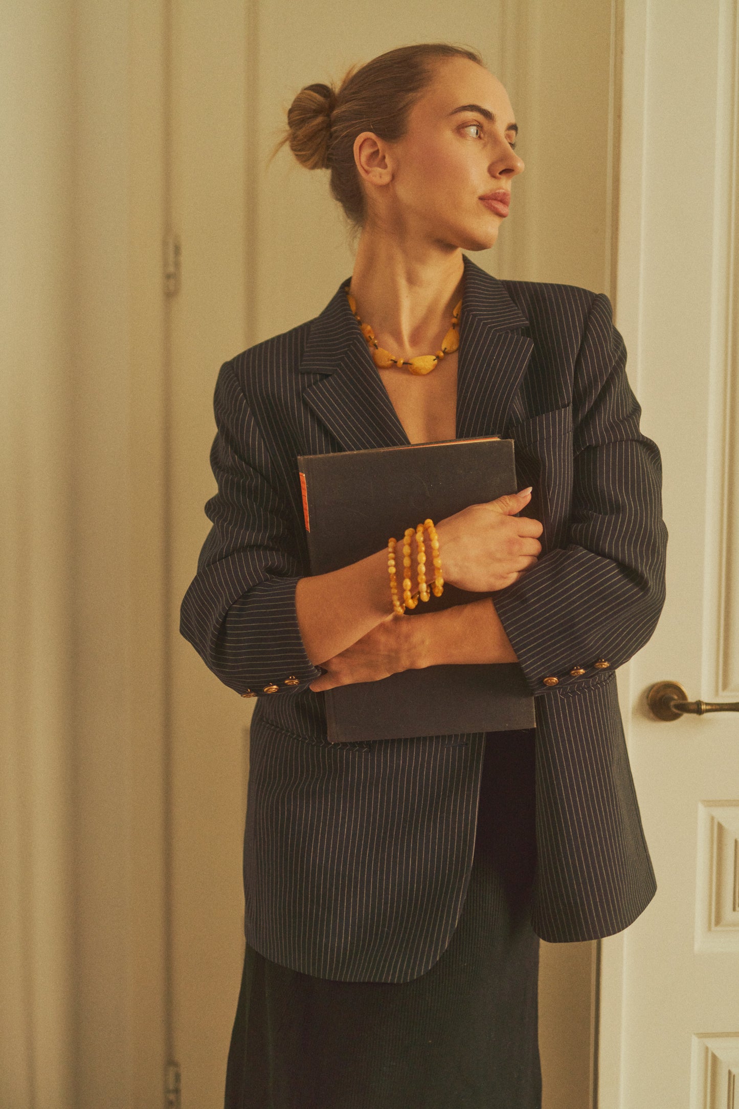 Playful amber cord necklace