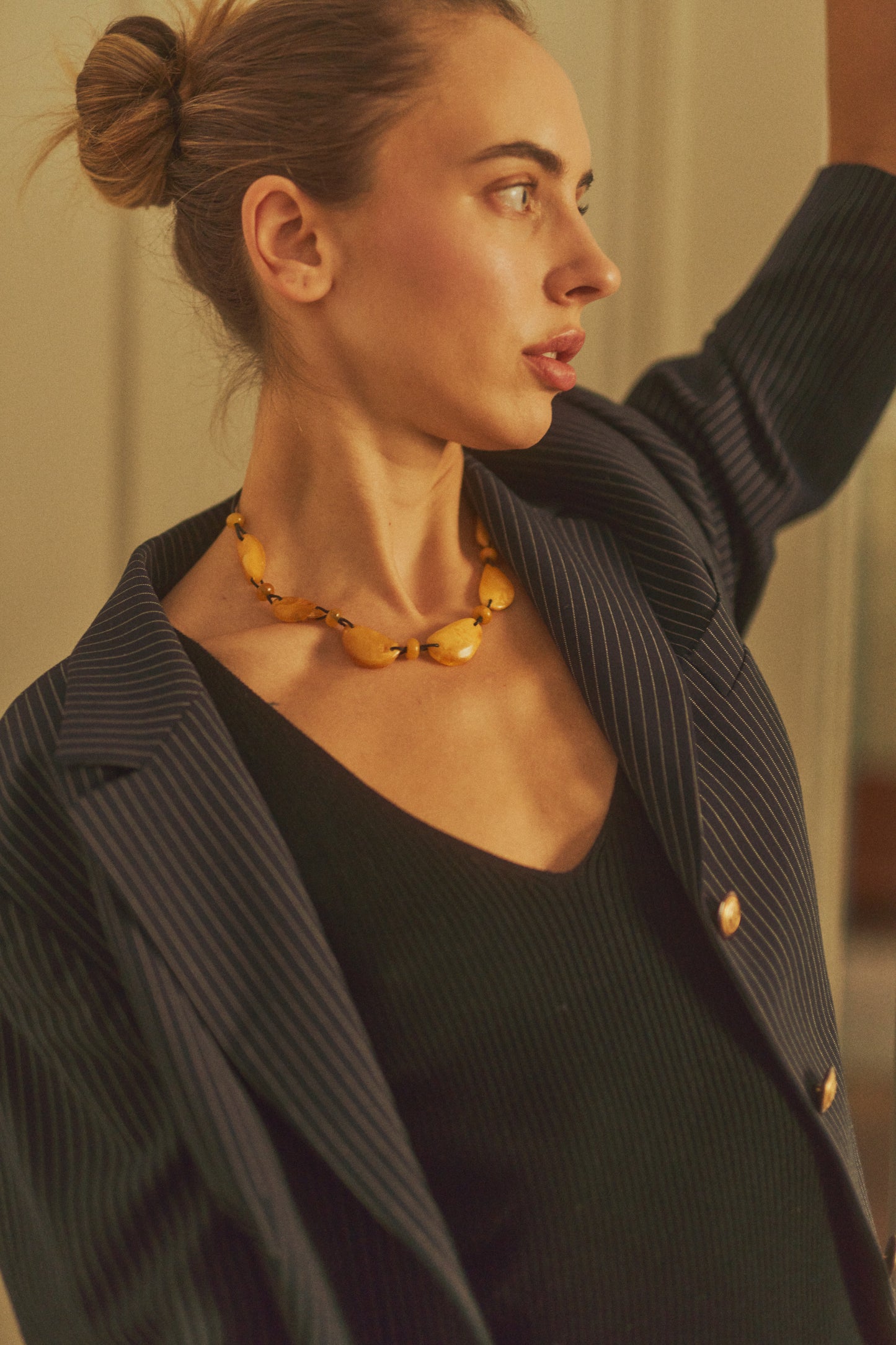 Playful amber cord necklace