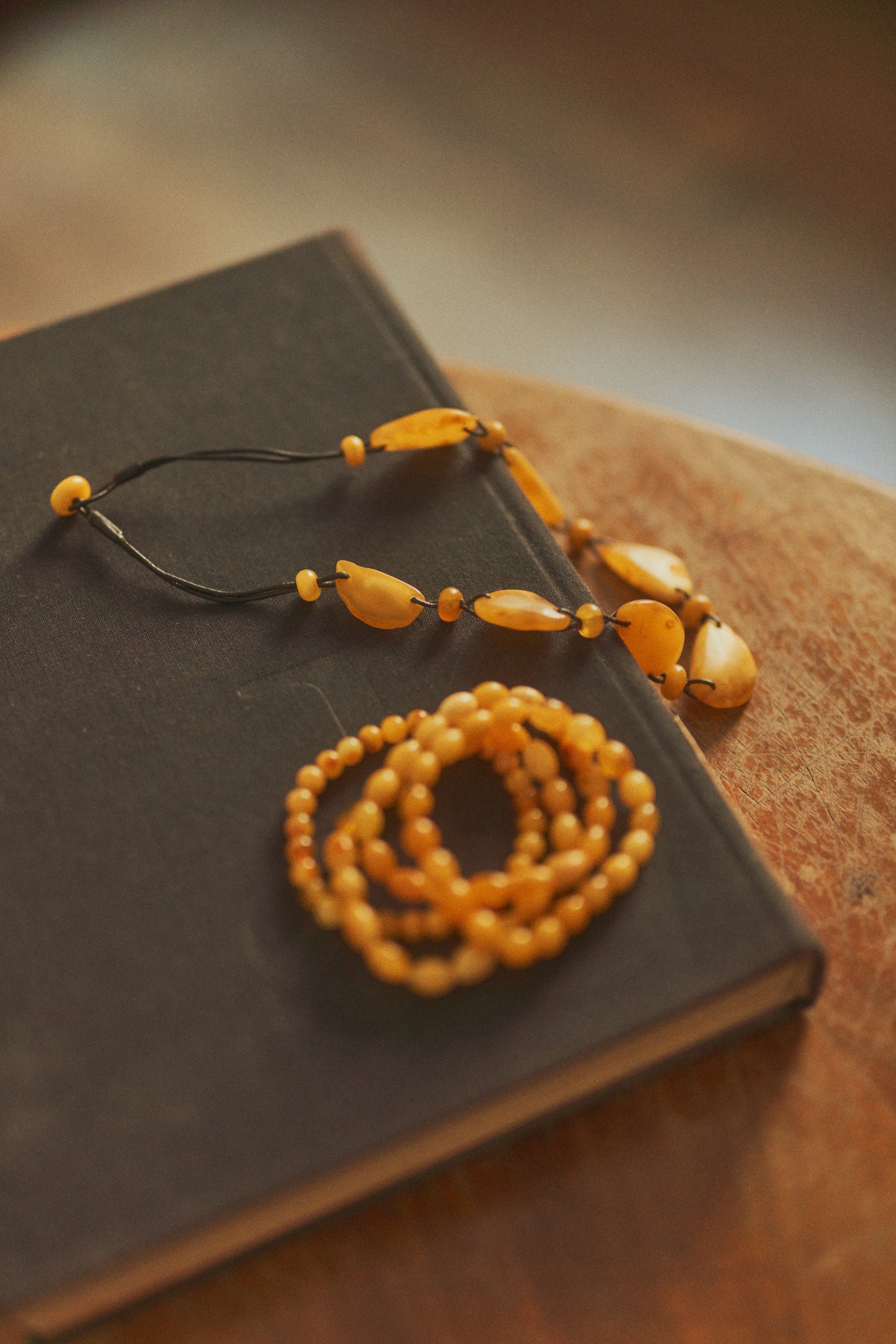 Playful amber cord necklace