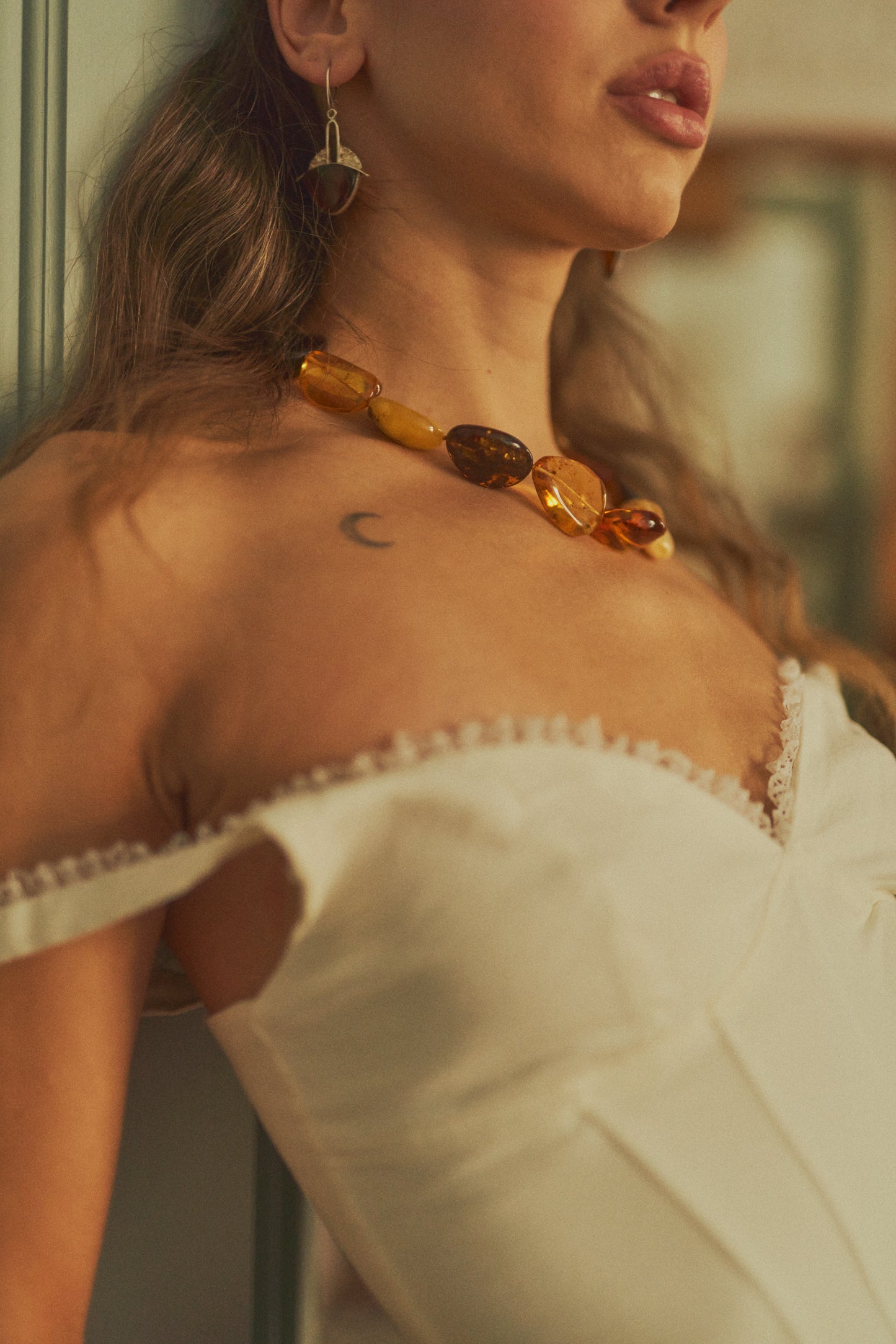 Divine gaze amber earrings