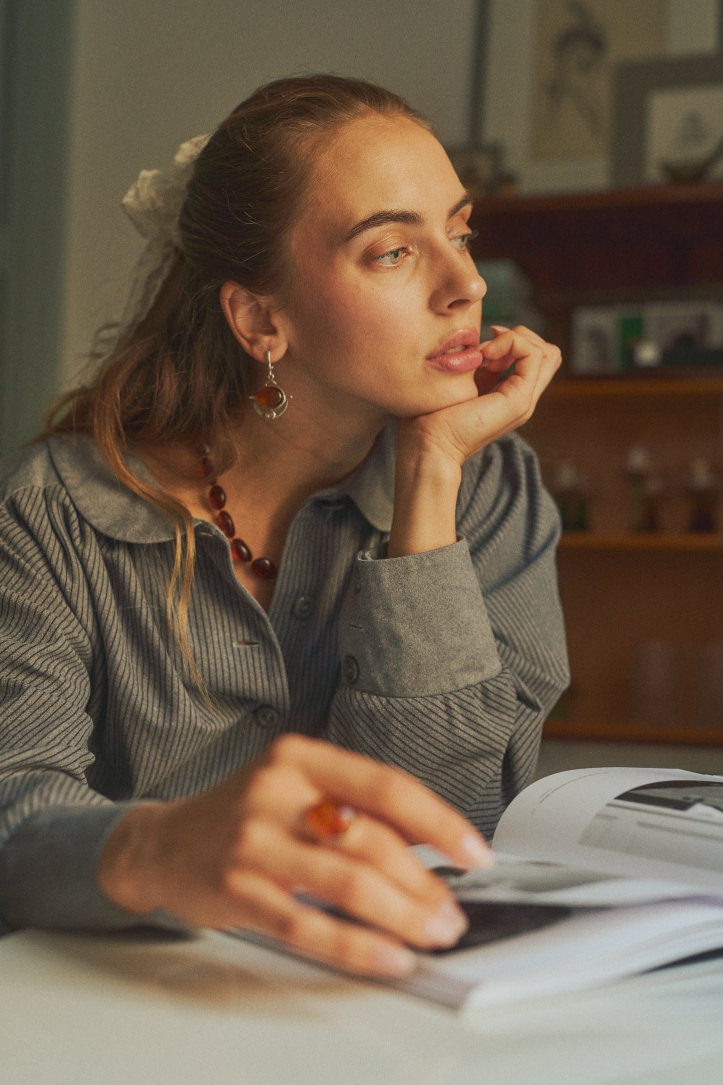 Subtle cognac amber necklace