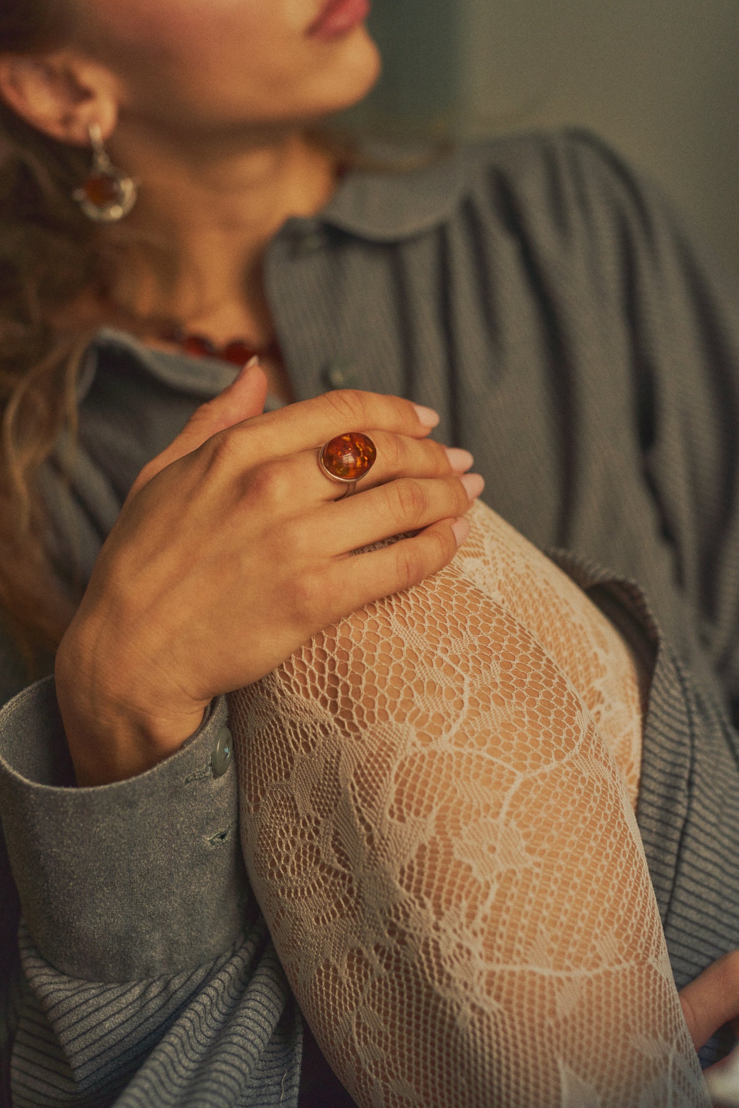 Delicate beauty amber ring